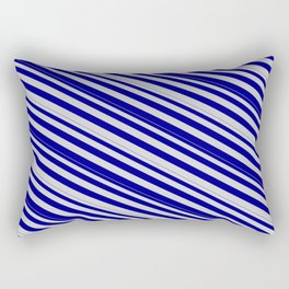 [ Thumbnail: Light Grey and Dark Blue Colored Lines Pattern Rectangular Pillow ]