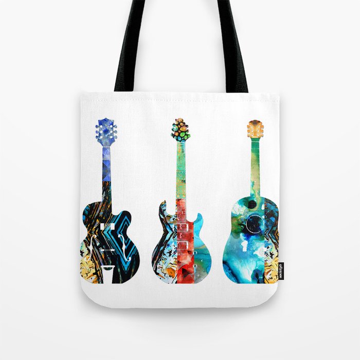 Wild Colorful Guitar Art Musical Instruments Tote Bag