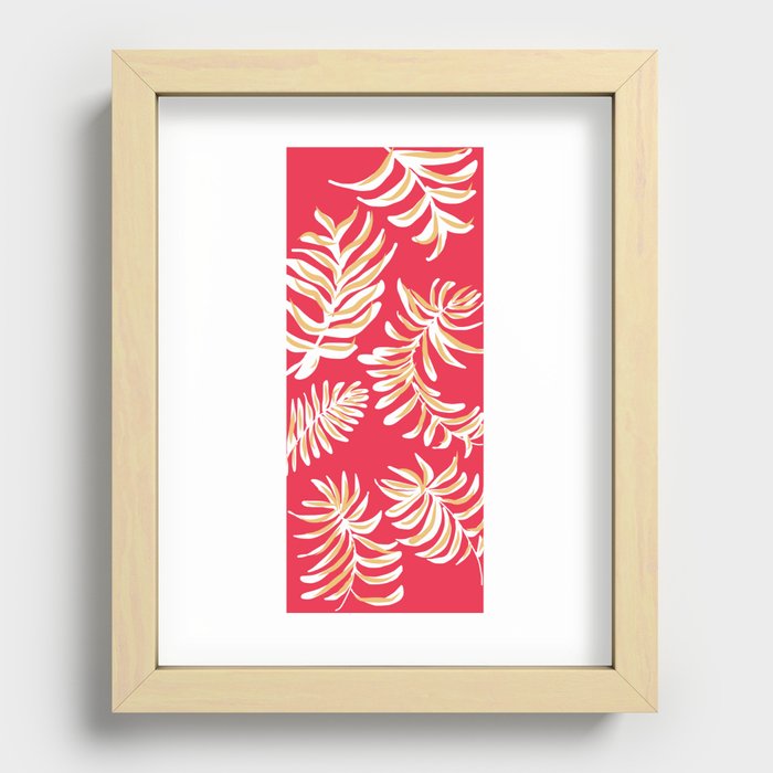 feather ferns on red Recessed Framed Print