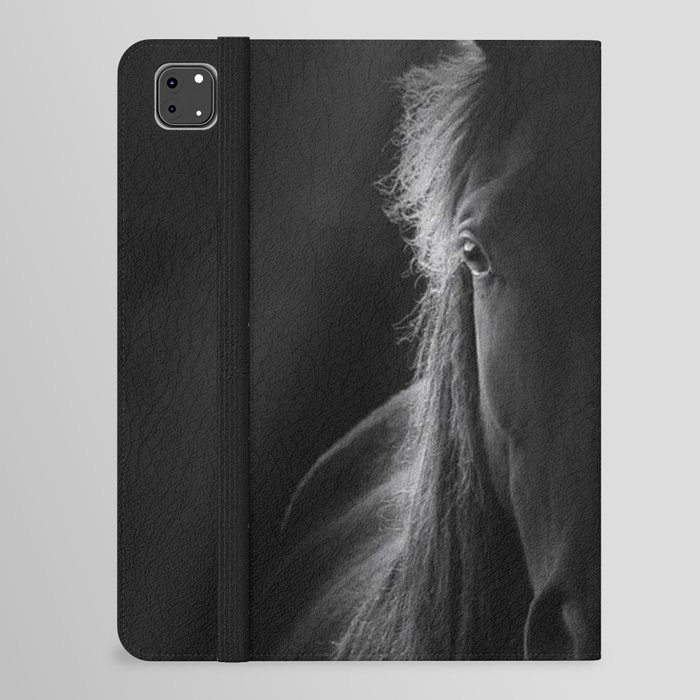 No One To Run With - Beautiful Horse Portrait black and white photograph - photography - photographs iPad Folio Case