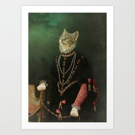 Cat Historical Portrait as Royalty Art Print