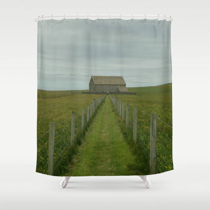 Lonely Church on Scottish Island Shower Curtain