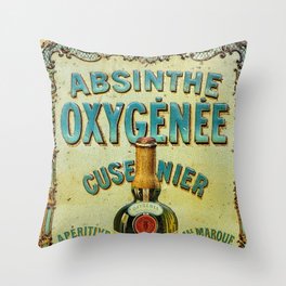 Vintage Artemisia Absinthe Alcoholic Aperitif Advertising Poster Throw Pillow