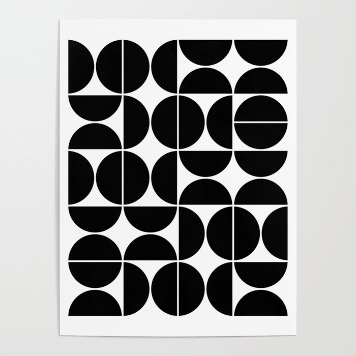 Mid Century Modern Geometric 04 Black Poster by The Old Art Studio ...