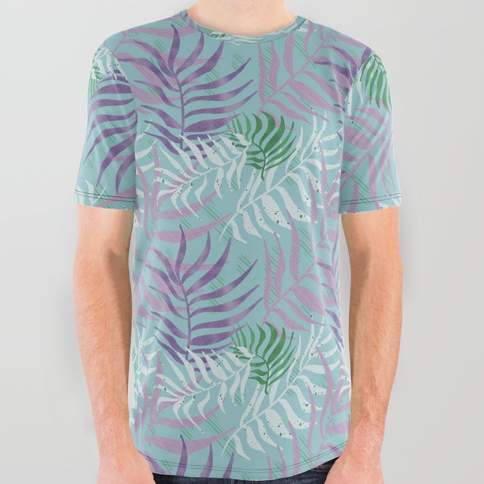 Summer textured abstract leaf pattern design  All Over Graphic Tee