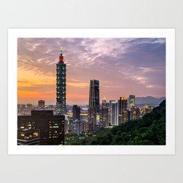 Sunset over Taipei Art Print