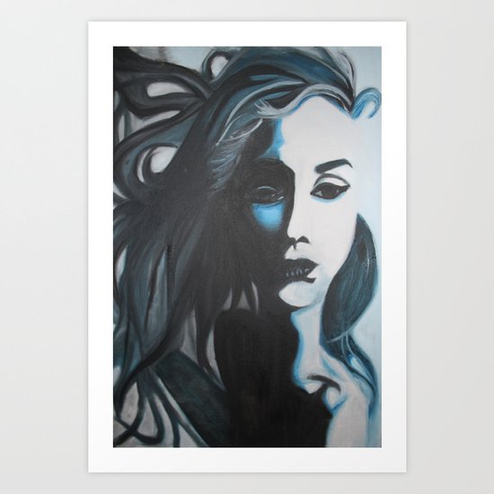 Women In Blue Art Print