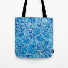 Paisley Ornament - Sky Blue and silver Tote Bag