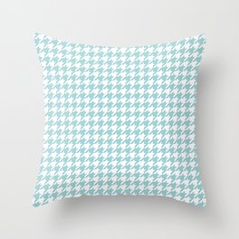 Powder Blue Houndstooth Throw Pillow