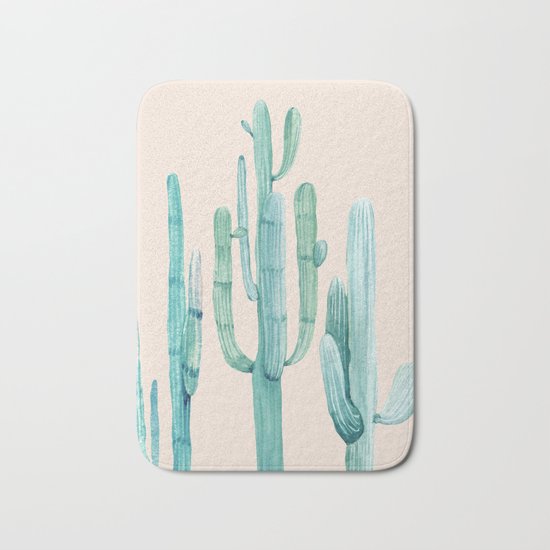 Three Amigos Turquoise + Coral Bath Mat