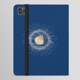 Watercolor Seashell and Sand on Dark Navy Blue iPad Folio Case