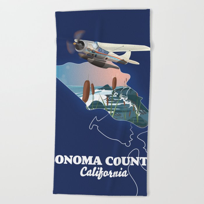 Sonoma County map Beach Towel