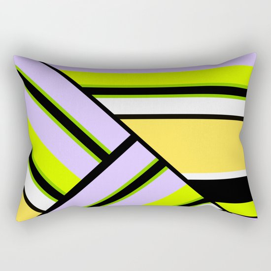Striped , multi-colored , asymmetric combination pattern . Patchwork . Rectangular Pillow