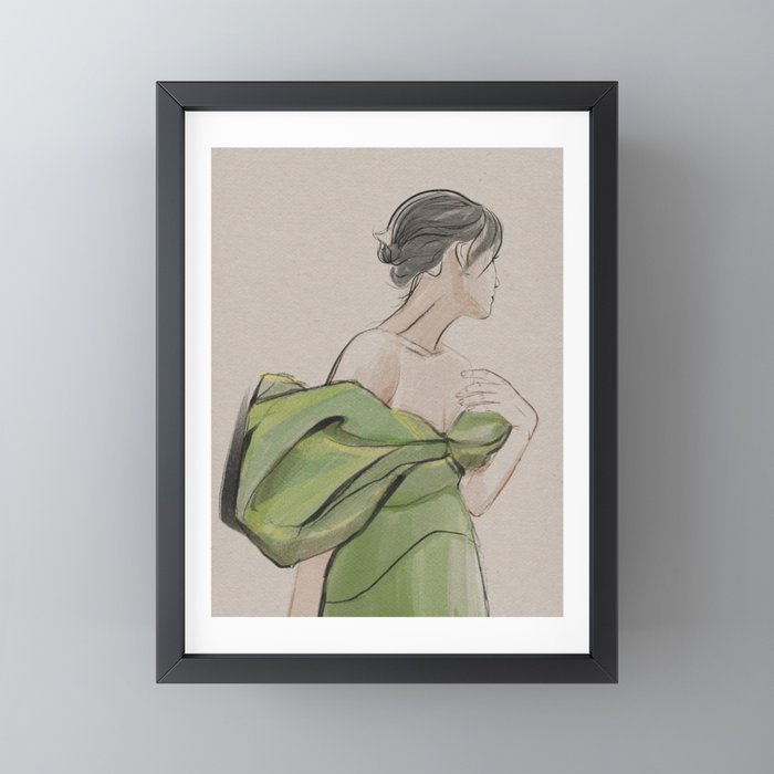 Girl in green Framed Mini Art Print