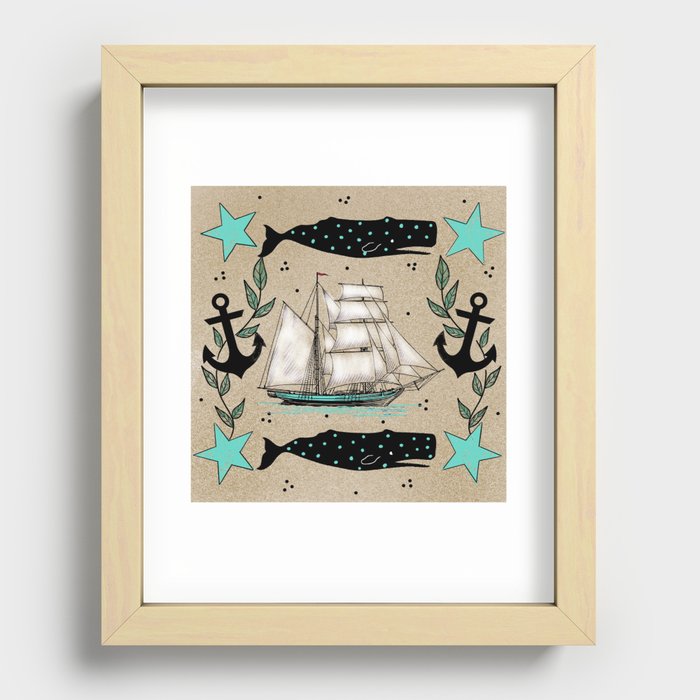 Vintage Nautical Recessed Framed Print