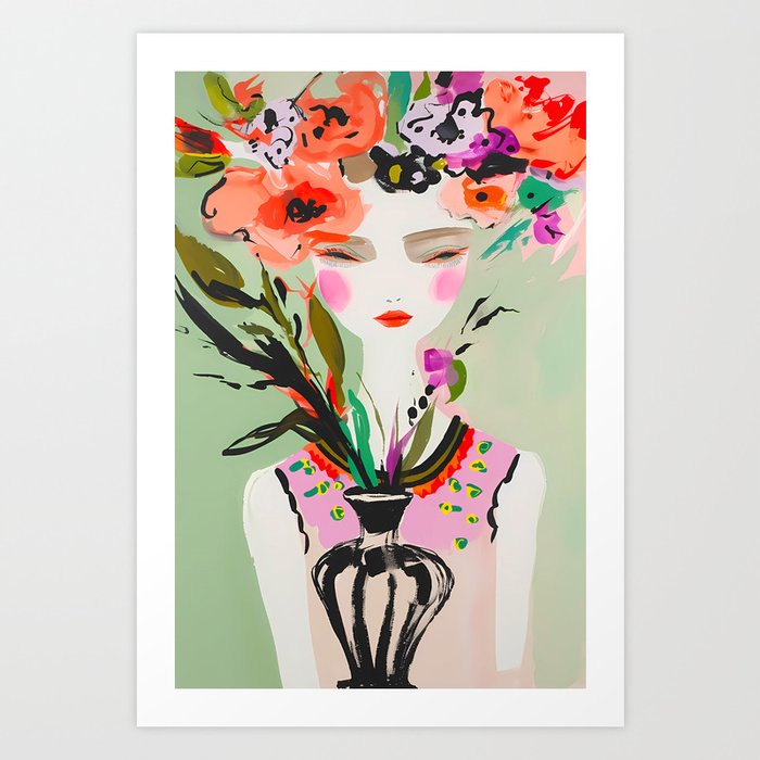 matisse floral woman  Art Print