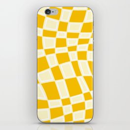 Abstract Retro Swirl Curvy Checkerboard Square Pattern Design // Yellow Mustard Colors iPhone Skin