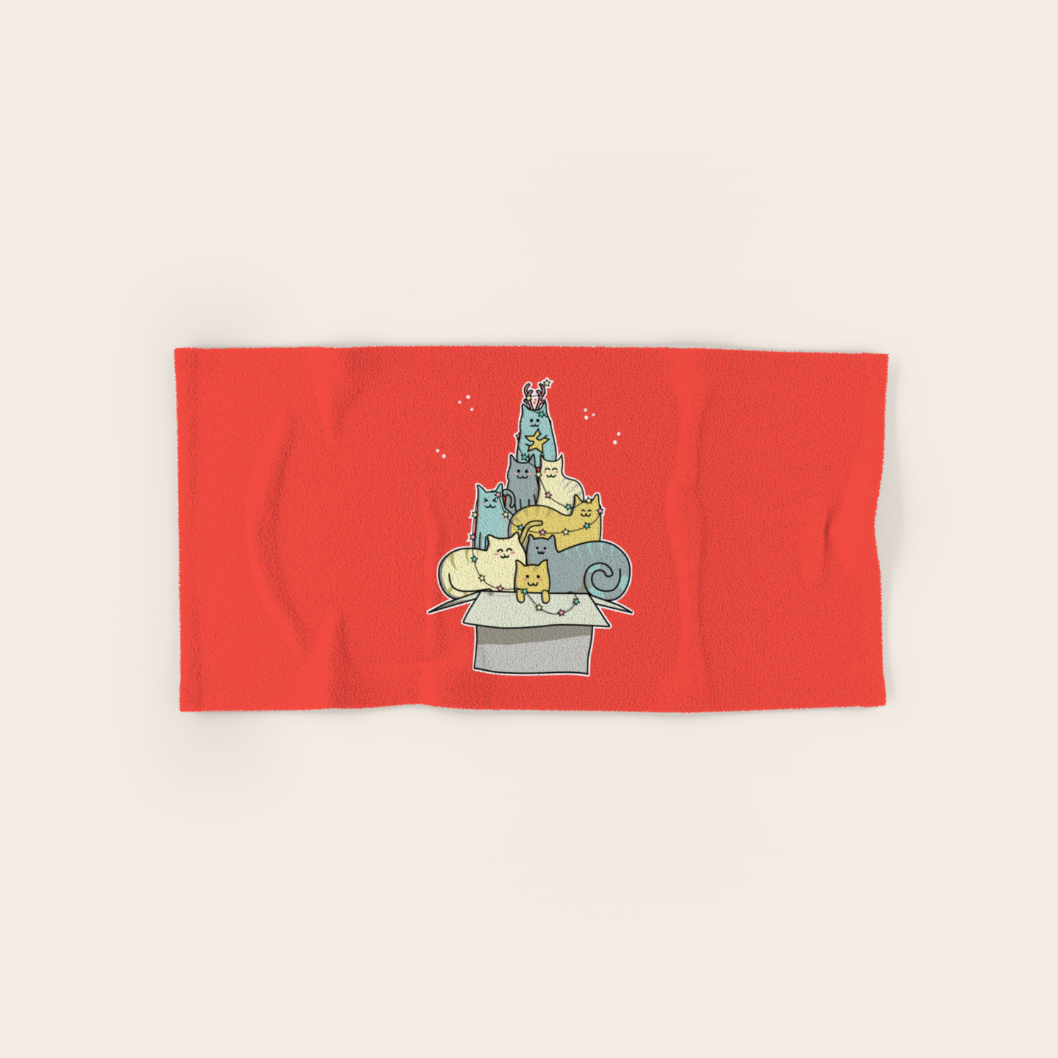 Cute Kawaii Cat Christmas Tree Hand Bath Towel By Fionareeves Society6