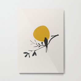 Bird and the Setting Sun Metal Print | Tree, Sunrise, Day, Beautiful, Landscape, Nature, Silence, Animal, Floral, Graphicdesign 