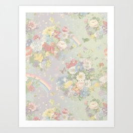 Spring Harmony: Colorful Cottage Floral Rainbow Art Art Print