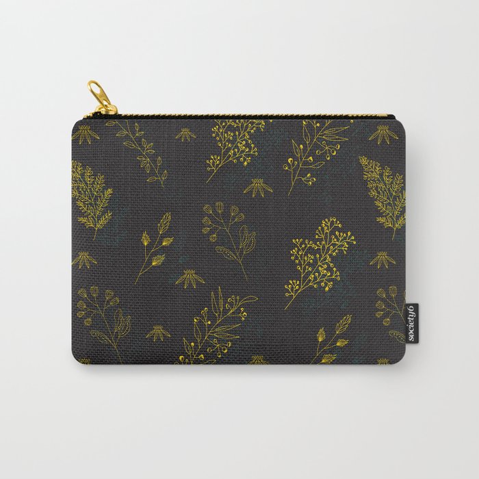 Thin delicate lines silhouettes of different plants. Carry-All Pouch