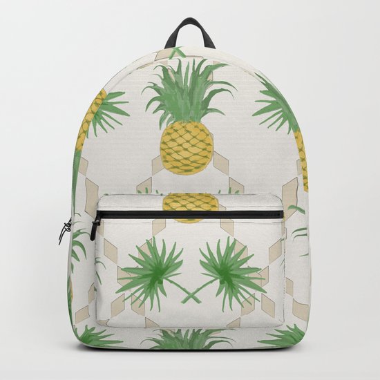 Exotic tropical seamless pattern with palm branches and pineapples . Backpack
