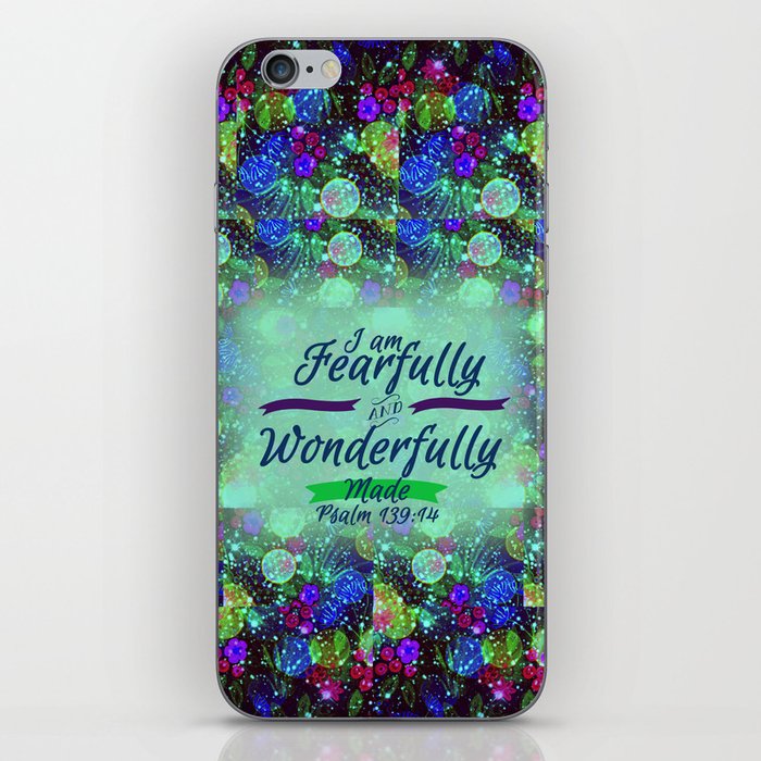 FEARFULLY AND WONDERFULLY MADE Floral Christian Typography God Bible Scripture Jesus Psalm Abstract iPhone Skin