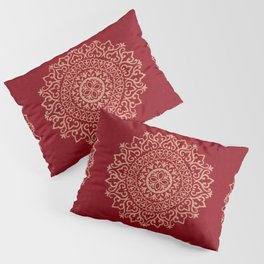 Scarlet Harmony: Oriental Boho Moroccan Mandala Magic Pillow Sham