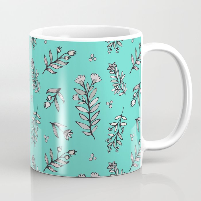 Bandana Flowers Teal Coffee Mug