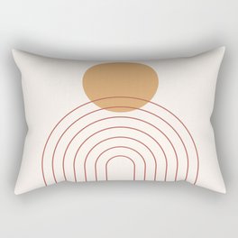 Mid Century Modern Geometric 36 in Terracotta Gold Beige Rectangular Pillow