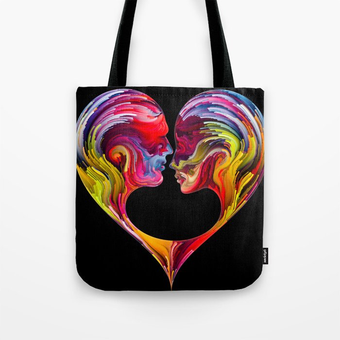 Love in Hues: Heartfelt Radiance, Abstract Art Exploration Journey of Emotion and Radiant Expressio  Tote Bag