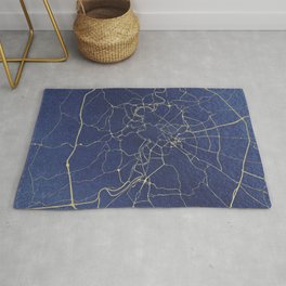 Rome Blue and Gold Street Map Rug