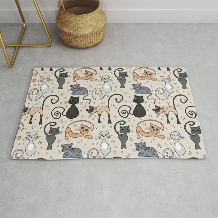 Cat lovers pattern with cute kittens Rug