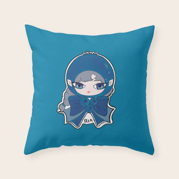 Cute little girl Blue Throw Pillow