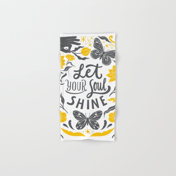 'Let Your Soul Shine' Typography Quote Hand & Bath Towel