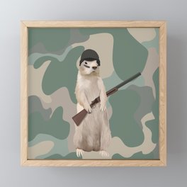 Groundhog Soldier on Green Camo Framed Mini Art Print