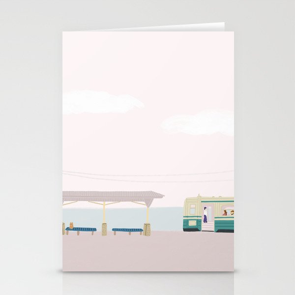 Seaside Bus stop Stationery Cards