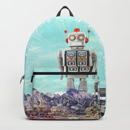 Robot in Town Backpack | Surreal, B Movie, 70S, Scifi, Robot, California, Collage, Retrofuturism, Anime, Robots 
