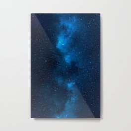 Blue Glitter Star Galaxy Metal Print