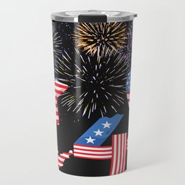 Fourtth of July with Flags Travel Mug