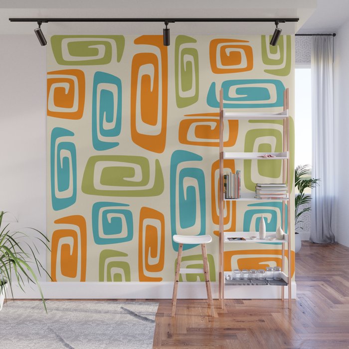 Mid Century Modern Cosmic Abstract 738 Orange Blue And Green Wall