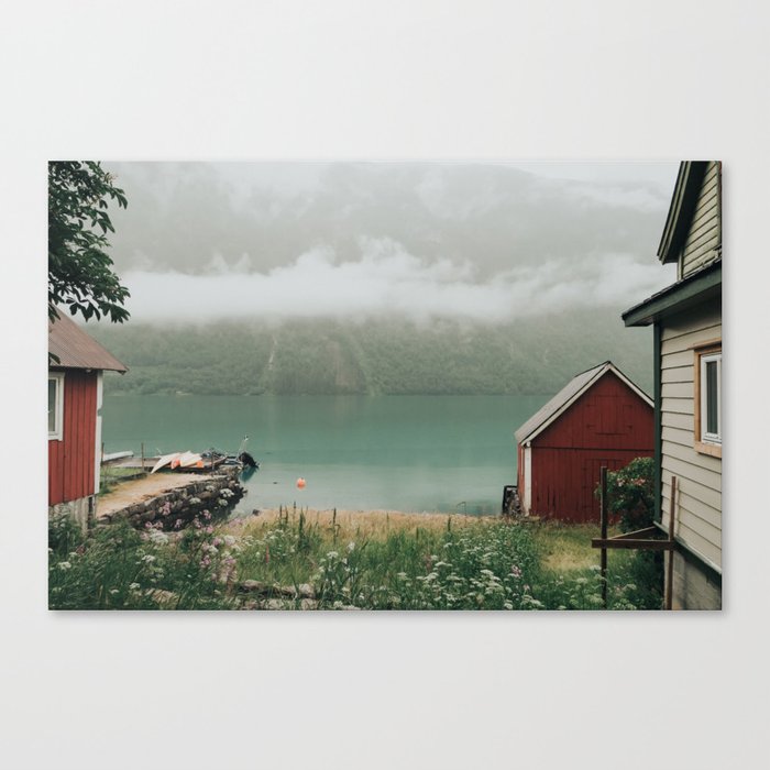 Sleepy Cottage on the Fjord Canvas Print