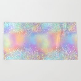 Pretty Holographic Glitter Rainbow Beach Towel