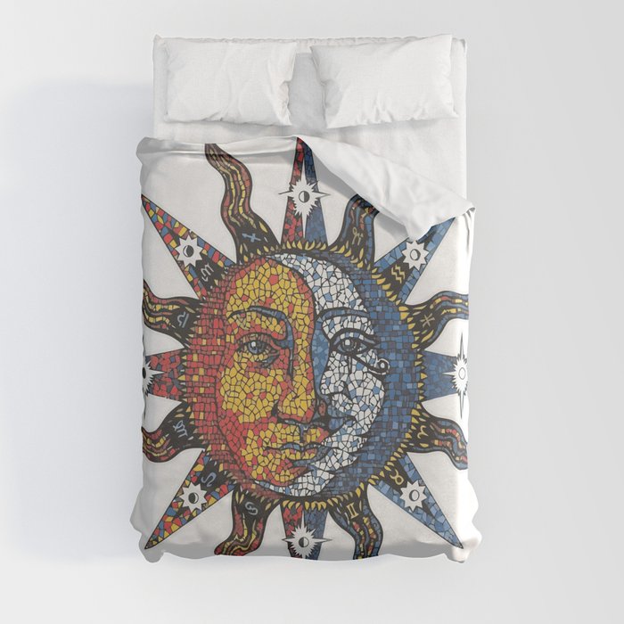 Celestial Mosaic Sun/Moon Duvet Cover