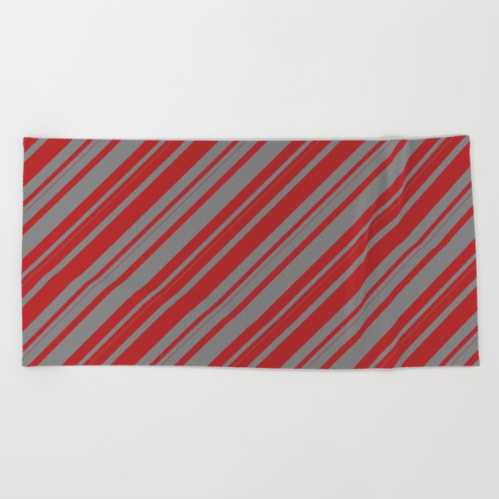 Red and Gray Colored Lines/Stripes Pattern Beach Towel