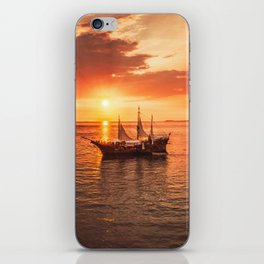 Ocean Sunset Pirate Ship iPhone Skin