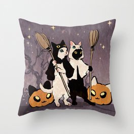 halloween cats Throw Pillow