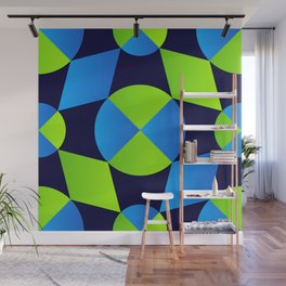 Green & Blue Color Arab Square Pattern Wall Mural