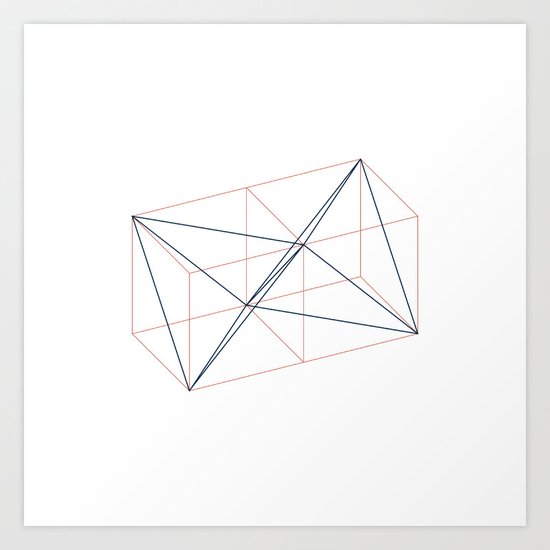 #346 Two tetrahedrons in adjacent cubes – Geometry Daily Art Print