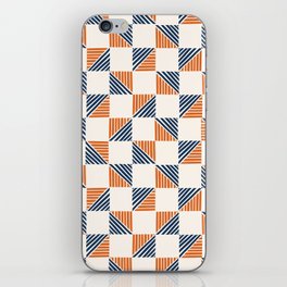 Abstract Shape Pattern 7 in Navy Blue Orange iPhone Skin
